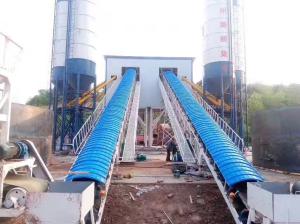 China Belt Feeding Modular Concrete Batching Plant Mixer Equipment PLC control wholesale