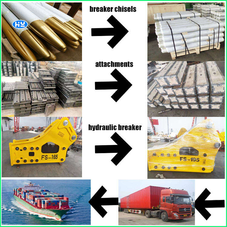 40CRMO Excavator Rock Hammer Skid Loader Hydraulic Breaker With Chisel 100mm