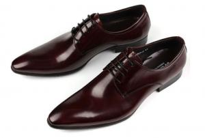 China Oxford Style Mens Leather Dress Shoes Dark Red / Black Lace Up Dress Shoes wholesale