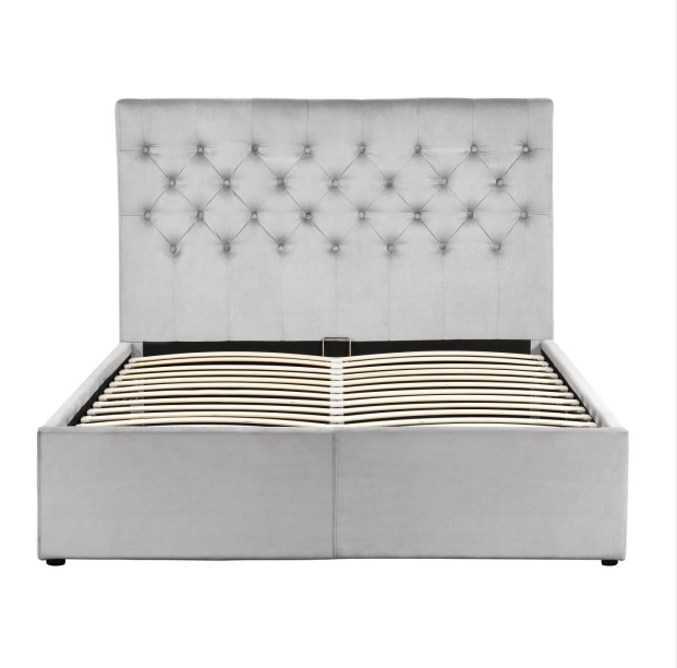 Optional Color Fabric-Crushed velvet Gas Lift Storage Full size Bed comfortable for sleep CE