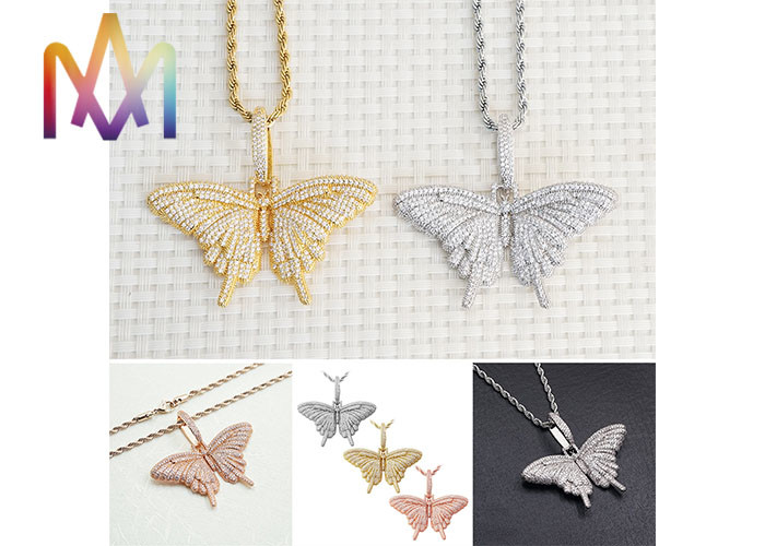 27g Fadeless Butterfly Pendant Cubic Zirconia Necklace