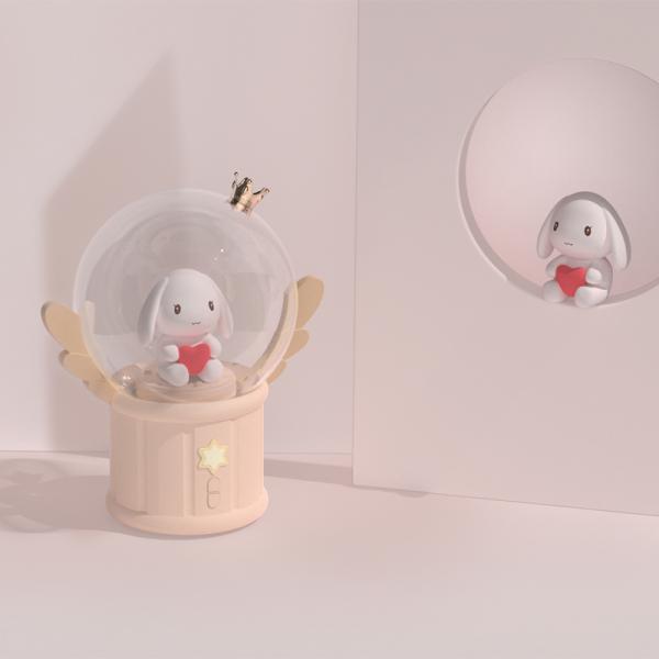 Lovely Toy 360 Degree Rotation Music Box Atmosphere Lamp LED Night Light for Kids Girls Gift Bedroom Home Decor