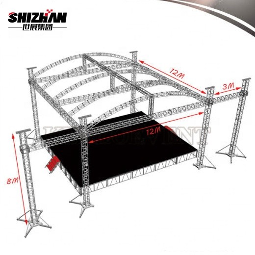 Spigot Aluminum Matte Black Stage Roof System Curved Outdoor Dj Lighting Box Truss Display