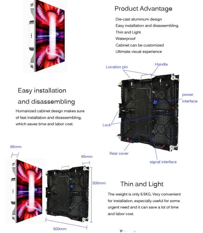 3.9mm Pixel Pitch RGB Outdoor Rental LED Screen Horizontal Viewing Angle 140 Degree