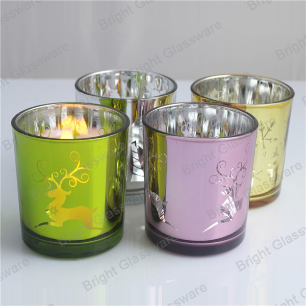 Chritmas candle jar, Chritmas glass candle holder for decor
