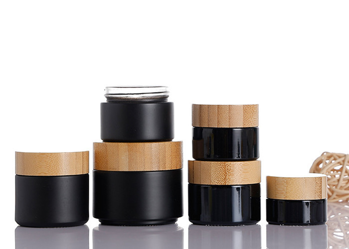 15g 20g 30ml 50g 100ml Clear Black Amber Green Cosmetic Body Butter Cream Glass Jar With Bamboo Lid