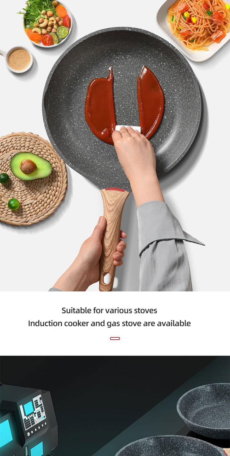 Good Quality Nonstick Frying Pan Skillet Swiss Granite Coating Omelette Pan Healthy Stone Cookware Chef's Pan