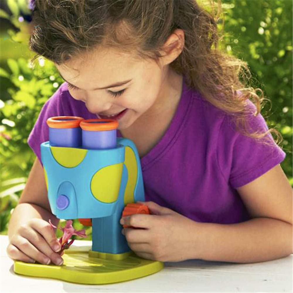 Children's LED Double Hole Microscope Magnifier 8x for Science Toys Plastic Material