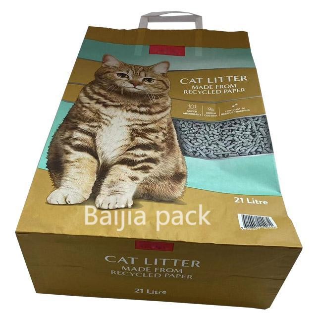 Cat Litter Kraft Paper Bag Packaging 1.5l-10l Custom Printed Size