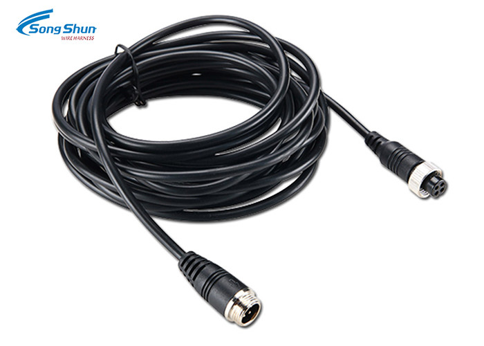 Metal Screw Type Male Female Power Cord Extension Cable , 4 Pin Plug Waterproof Extension Cable