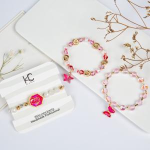 China Resin Druzy Handmade Beads Bracelets Pink Star Butterfly For Girl wholesale