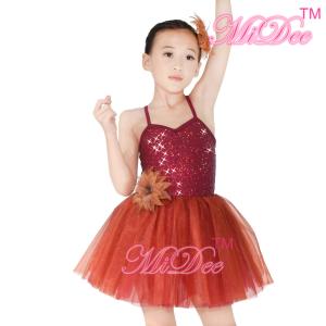 China Kids Ballet Dance Costumes Spandex Dress With Sequin Top / Multi - layer Skirt wholesale