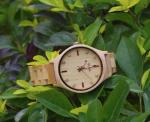 Bamboo Ebony Wooden Wrist Watch With Wood Diamond Dial White