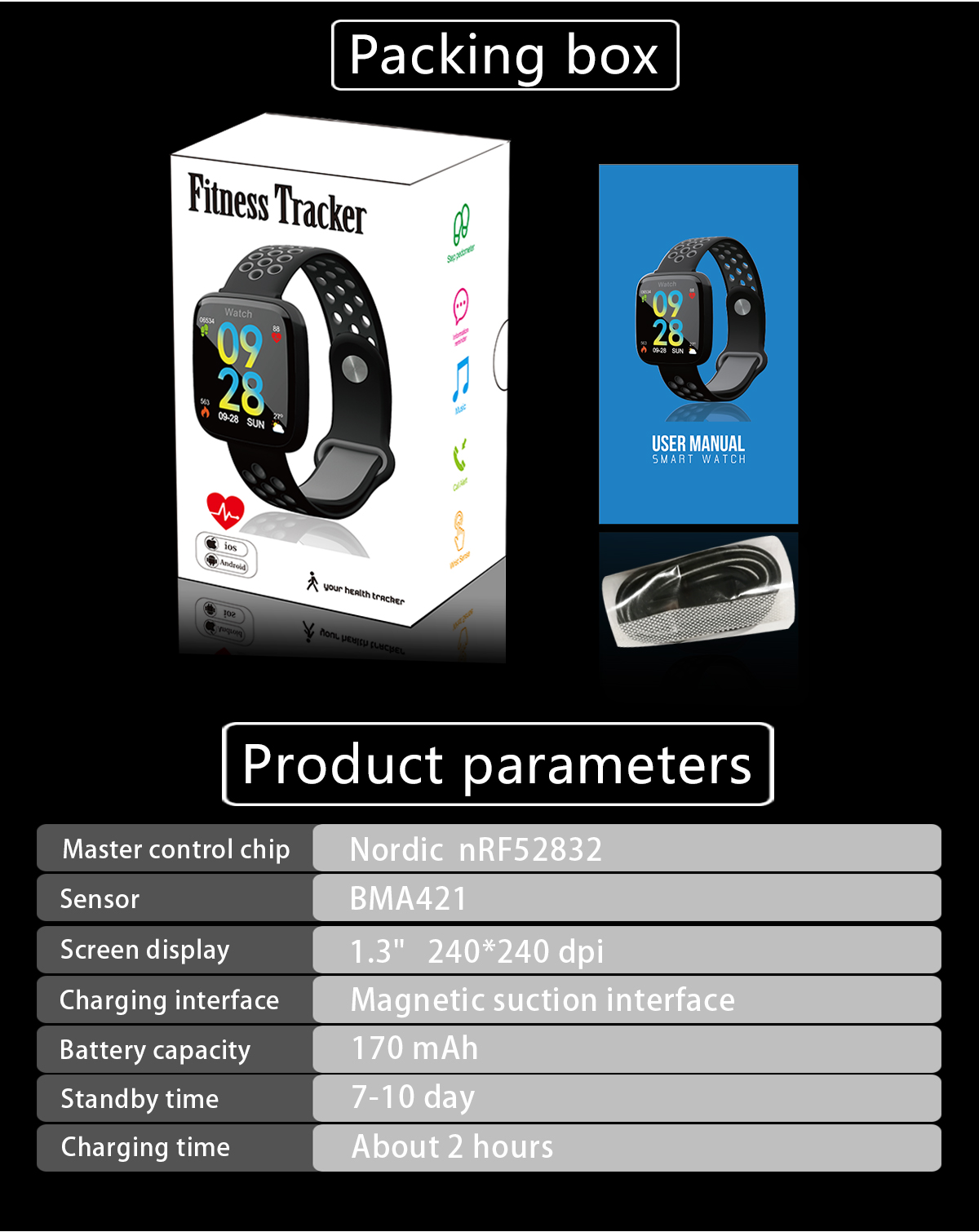 TFT Blood Pressure Smartwatch 1.3" Sport Color Screen Smart Watch Waterproof IP67