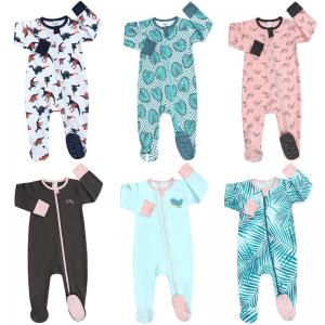 China Boys' And Girls' Newborn Footed Rompers Zip Front Non-Slip on sale
