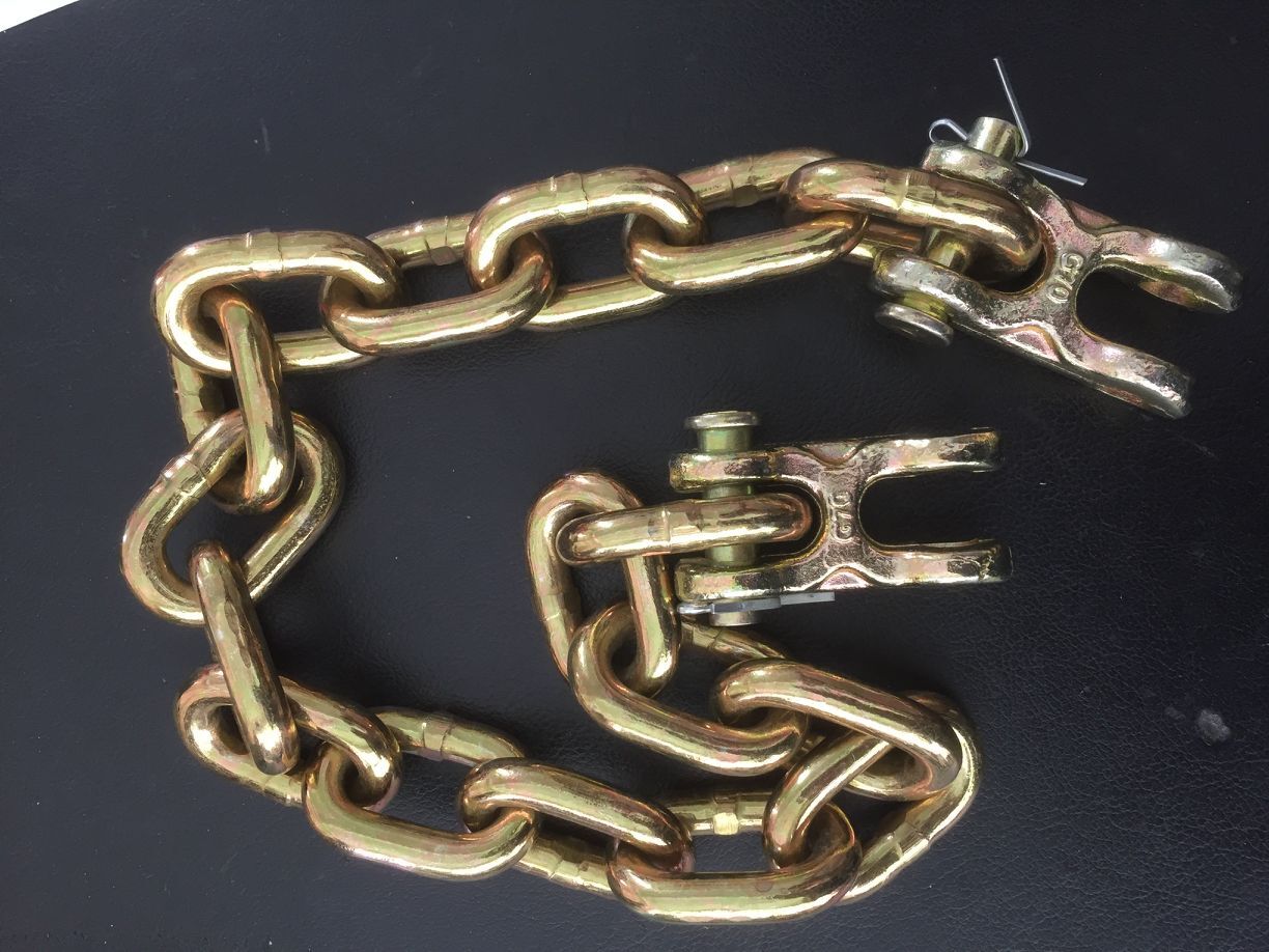 Standard 3/8"x 15 Links Zinc Yellow Plated Link Chain Grade 70 Chain with Double Clevis