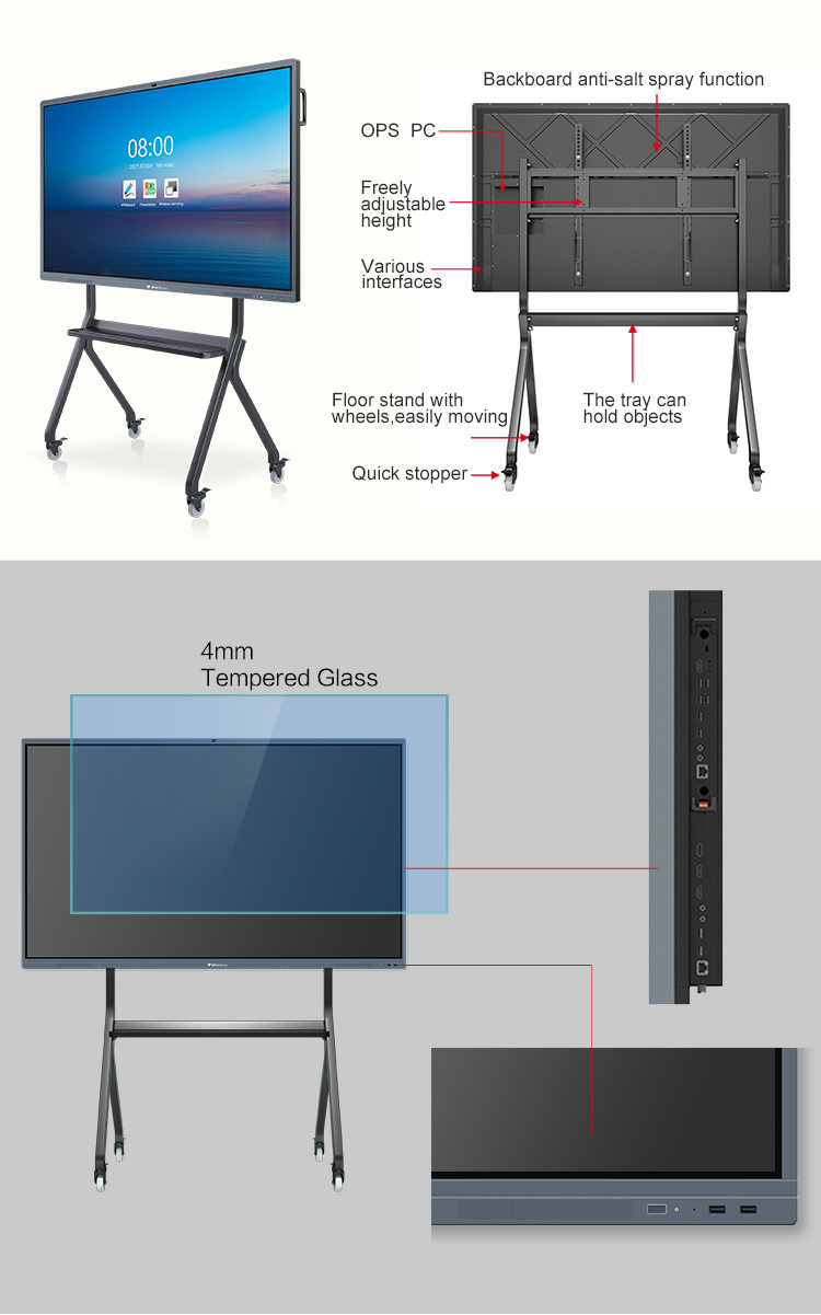 65" Digital Smart Board Interactive Whiteboard Interactive Digital Board With Windows System