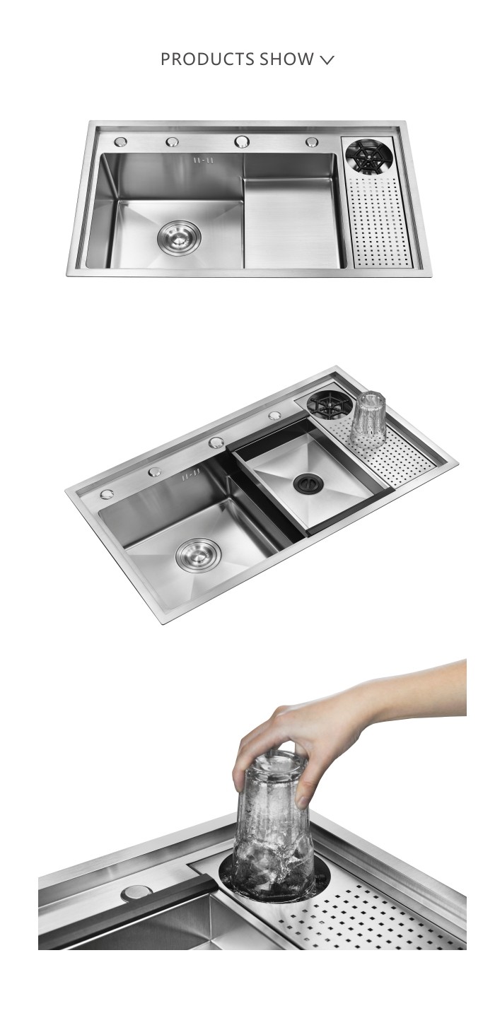 31 Inch Stainless Steel Kitchen Sink Glass Rinser Cup Washer