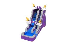 China Inflatable Purple Thunder Water Slide With Pool Outdoor Playground wholesale