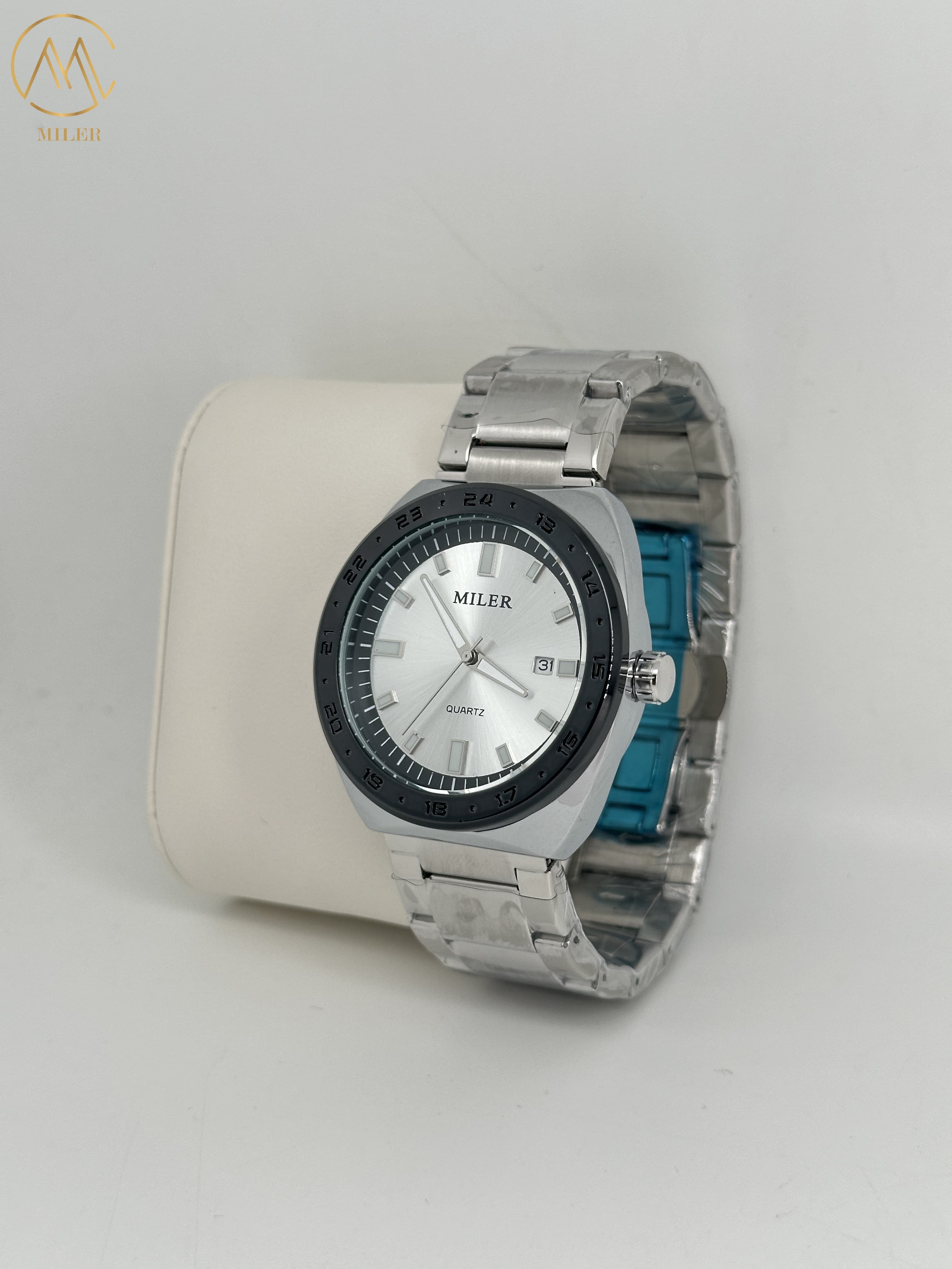 Simple Business Quartz Watch Stainless Steel Strap Wristwatch For Men With Calendar