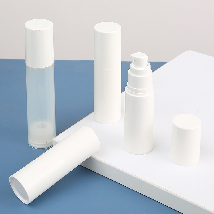 15ml 30ml 50ml Plastic Black Lotion Luxury Serum Matte Silver Pump Round Airless Pump Bottle for Essential Oil AS Plastic Type