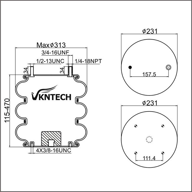 Triple Convoluted Air Spring 3B12-312