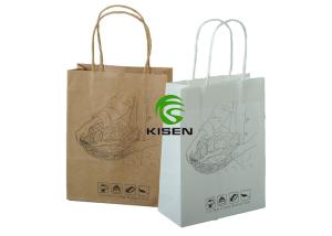 China Recyclable Twisted Handle Kraft Paper Bags , Folded Coloured Paper Carrier Bags wholesale