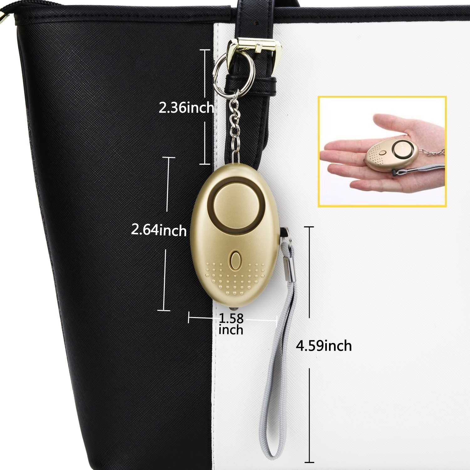 2.39 Ounces Personal Security Alarms Gold Purple Elderly SOS 140db