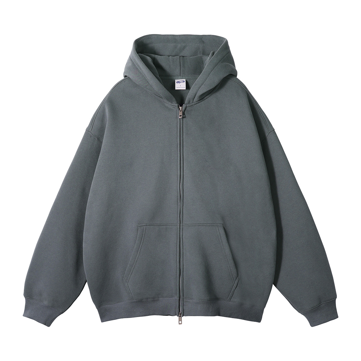 Autumn Winter Suede 350G Double Head Zipper Hoodie Cardigan Zip Neck Collar Sweatshirt