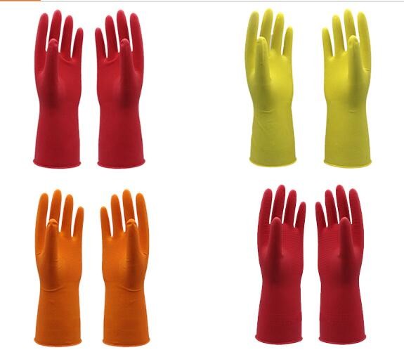 12 " Flock Lined Latex Gloves , Natural Rubber Latex Gloves Chemical Resistant