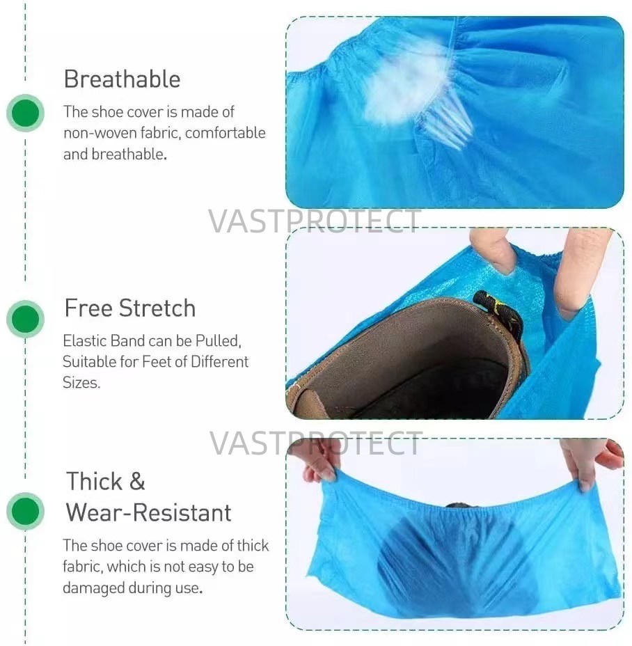 Industrial OEM Disposable PP Durable Elastic Green Shoe Cover