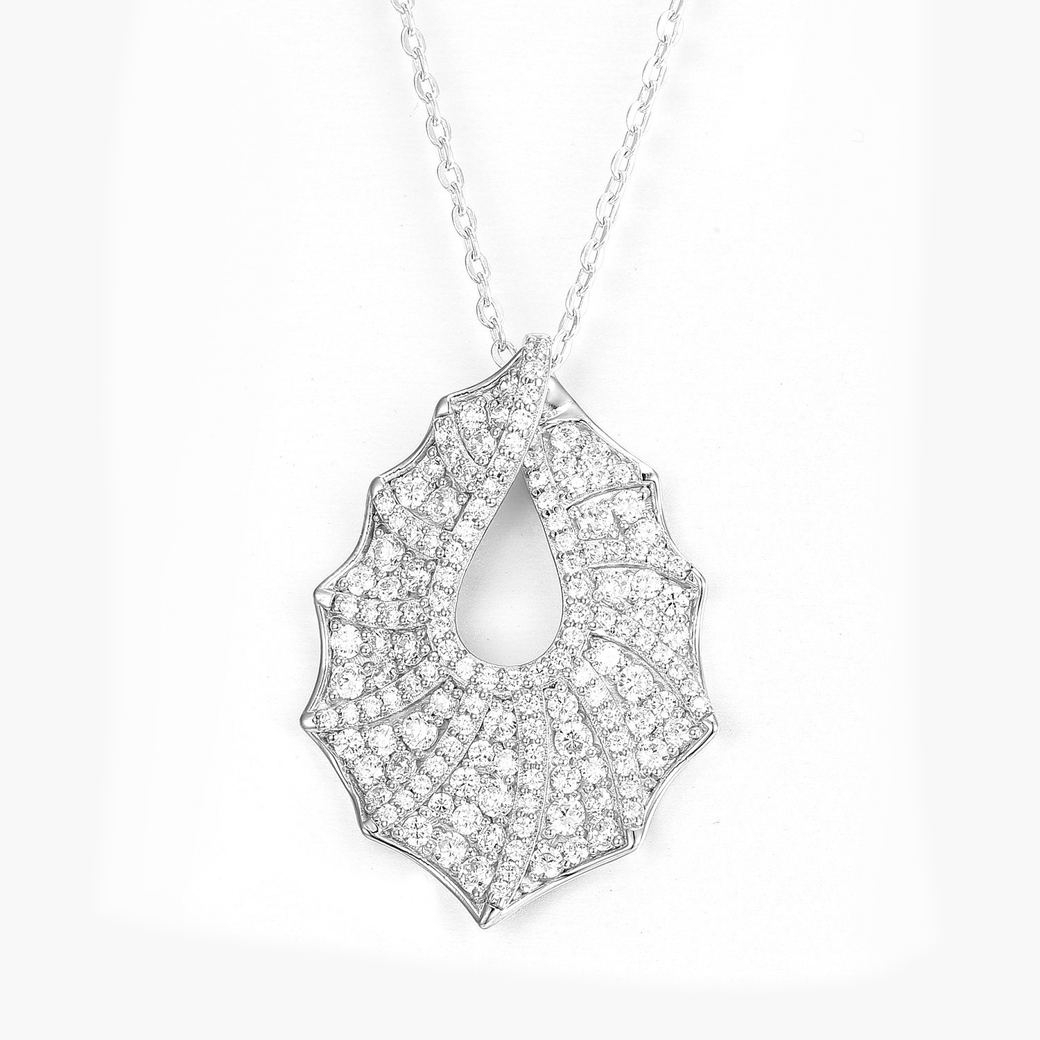 White CZ Silver 925 Jewelry Set Pear 925 Sterling Silver Necklace And Earrings Set