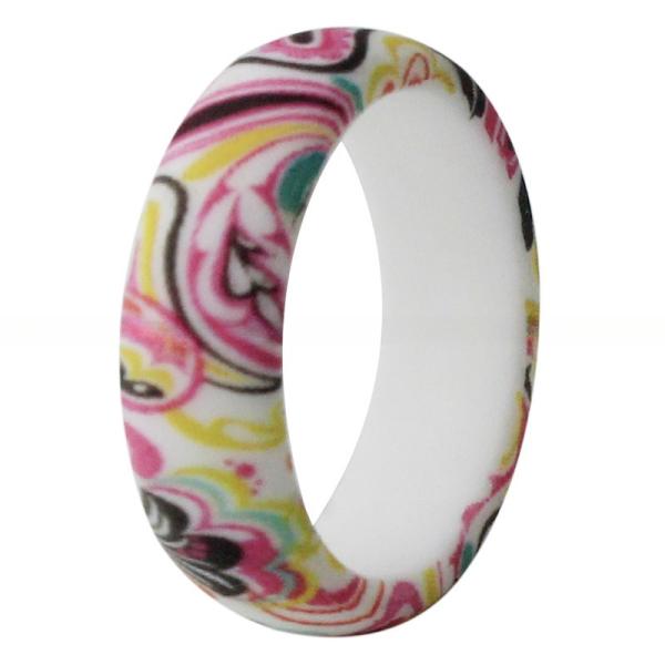 Women Paisley Engagement Silicone Rings Breathable 5.7mm Third Party Appraisal