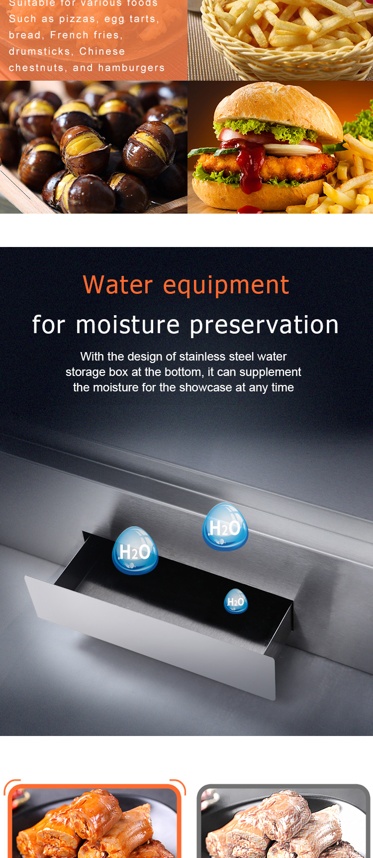 Moisturizing Stainless Steel Commercial Electric Power Double Insulation Food Warmer