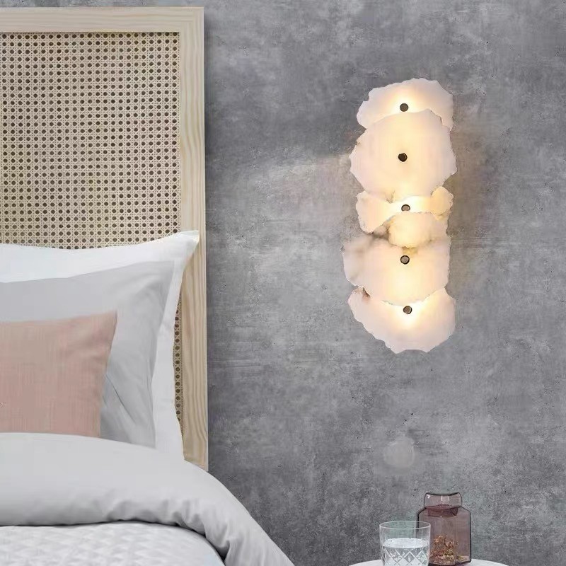 White marble led round and long and plating gold wall lamp for hotel
