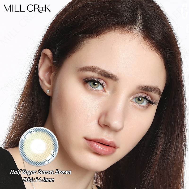 KSSEYE Half Sugar Sunset Colour Grey Brown Eye Contact Lenses 14.2mm