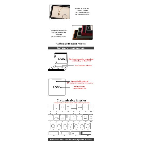 Multi-Compartments PU Leather Jewelry Display Plate for Ring Pendant Ear Studs