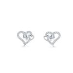 Emerald Cut VVS Moissanite Jewelry Heart Stud Earrings OEM