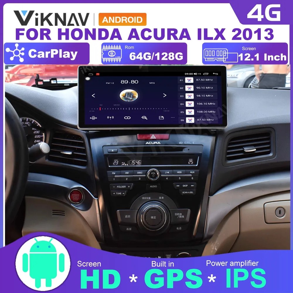 12.3 Inch 8 Core LCD Screen Head Unit For 2003 Acura ILX Navigation Multimedia Player Android Wireless Carplay 4G BT