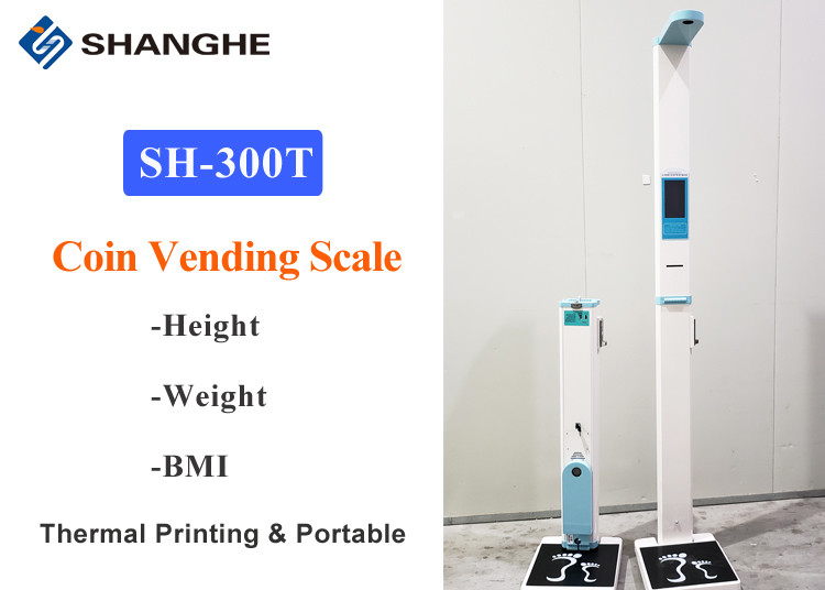 Coin Vending Digital Body Weight Scale With Height Rod , High Print Speed Body Weight Analyzer