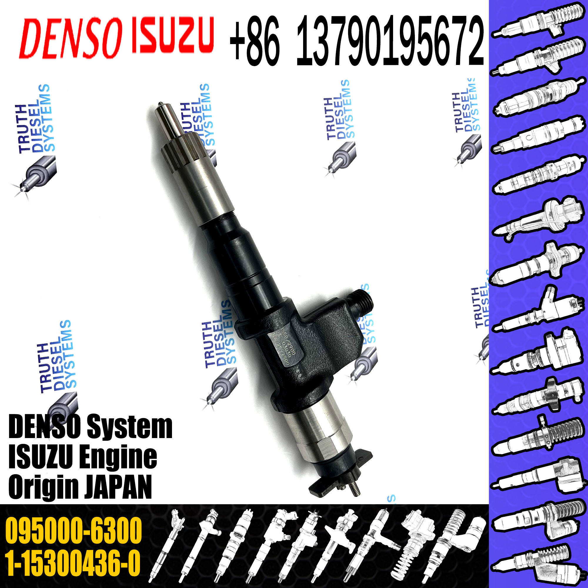 095000-6300 Genuine and Brand new Common rail Diesel Fuel Injector 1-15300436-0 095000-6300
