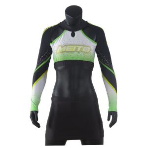 China Rhinestones Sublimation Girls Cheerleading Uniform With Mesh Fabric wholesale