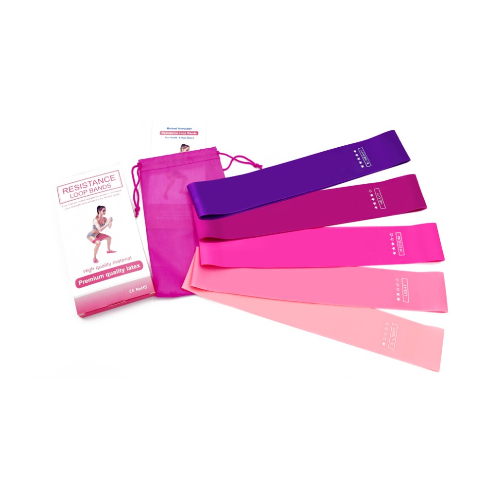 5pcs 18.5cm Natural Latex Resistance Bands Pastel