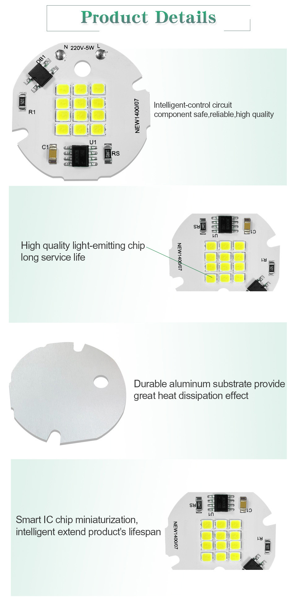 4000k SMD LED Chip Smart IC No Driver For Commercial Lighting Applications