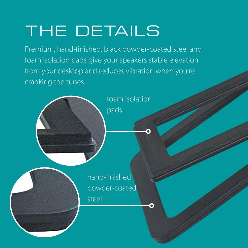 ISO9001 Rohs CE Desktop Speaker Stands for Small Speaker Tilted Tabletop Steel Computer Speaker Stands