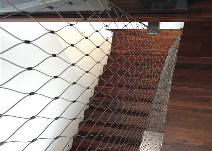 Aisi Ss316 Ferrule Rope Mesh Diamond Woven Wire 80x80mm