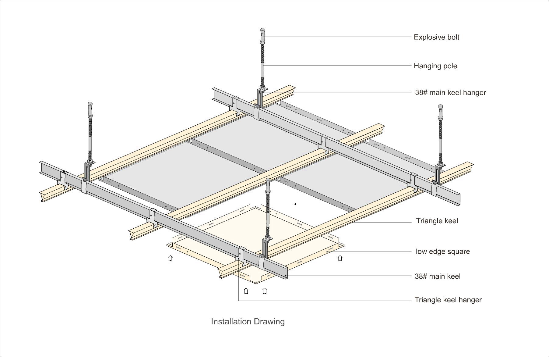 450*450 Aluminum Hotel Bath Room Ceiling Tiles Steady Structure