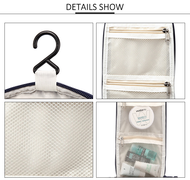 Girls Double Zipper Polyester Hanging Travel Toiletry Bag