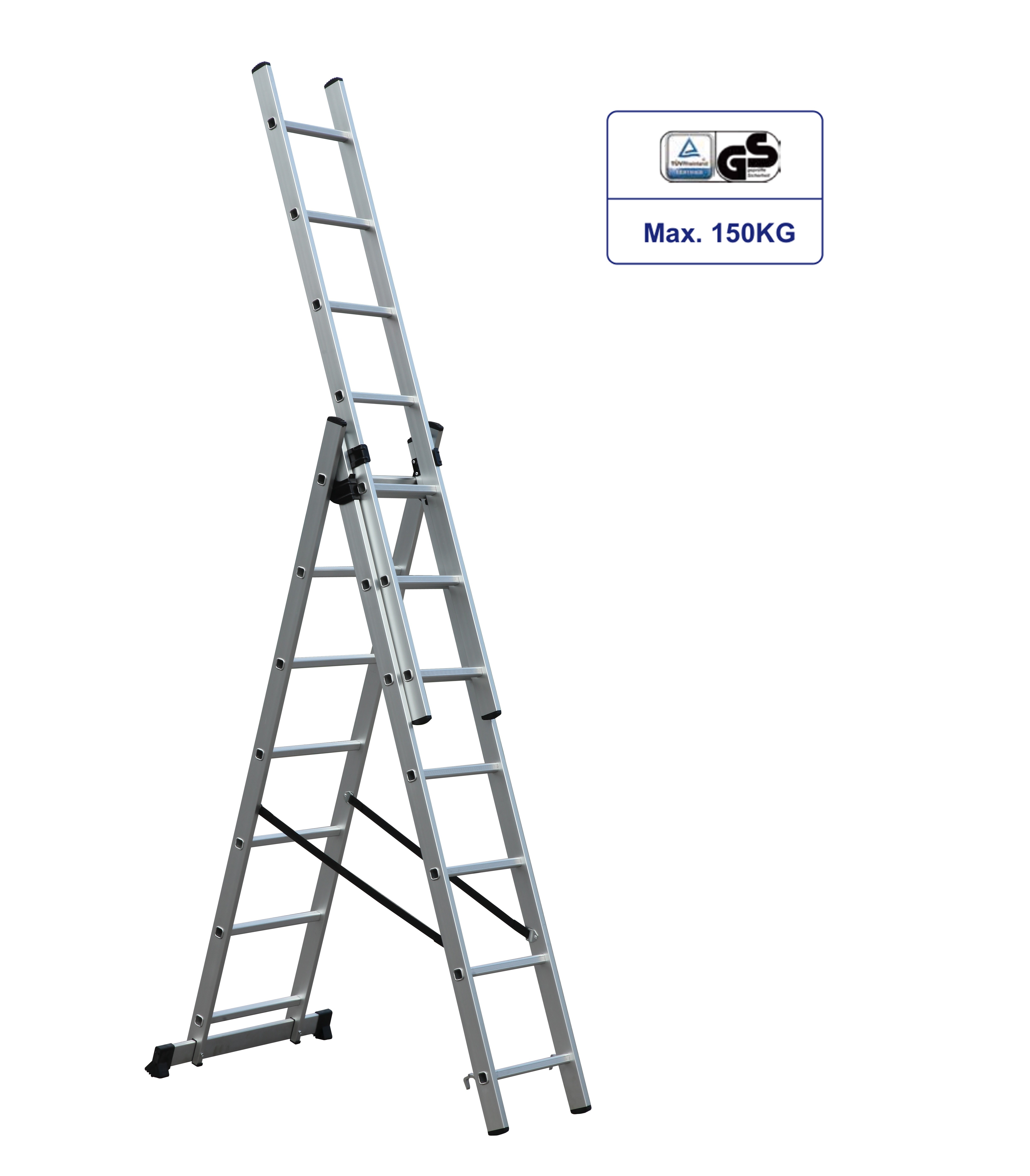 Durable 3x7 Collapsible Extension Ladder Adjustable Aluminum Ladder