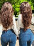 Female Light Blue Booty Lifting Pants , High Waisted Push Up Jeans